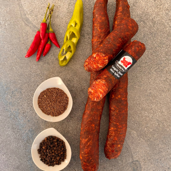 Lángolt, tüzes parasztkolbász - kézműves termék - 400g/pár