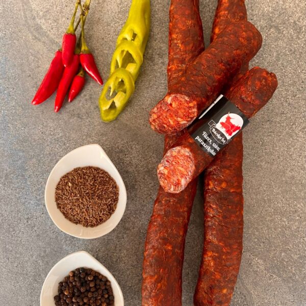 Tüzes, száraz parasztkolbász - kézműves termék - 400g/pár