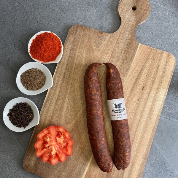 Csípős szürkemarha kolbász - kézműves termék - 350g/szál